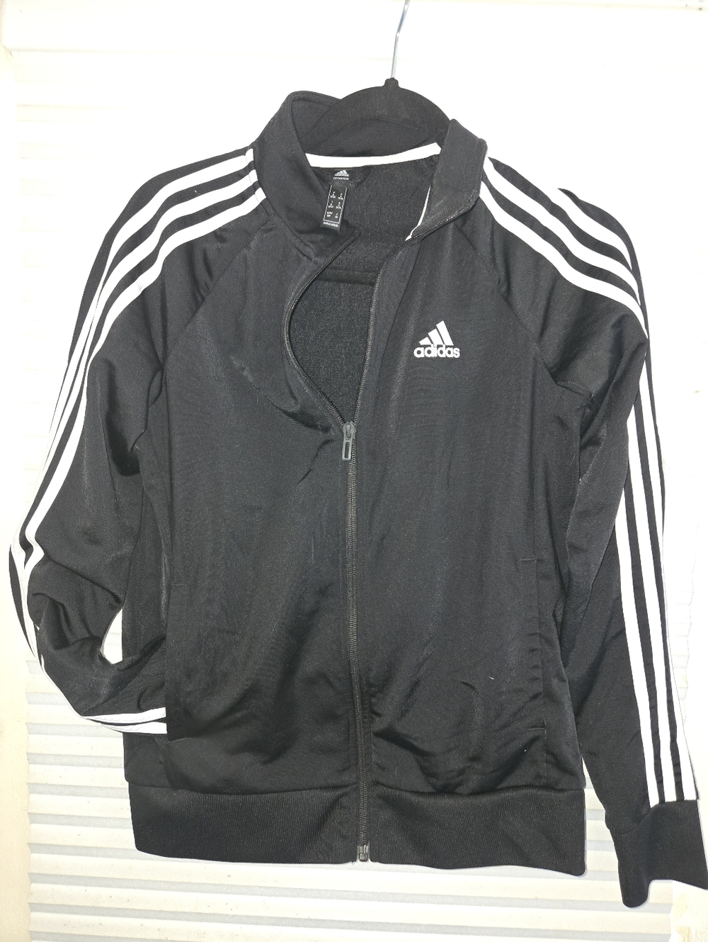 adidas Black Jacket with White Three-Stripes